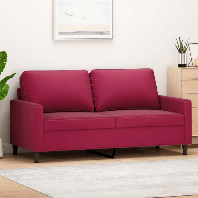 vidaXL - Tweezitsbank - 140 - cm - fluweel - wijnrood
