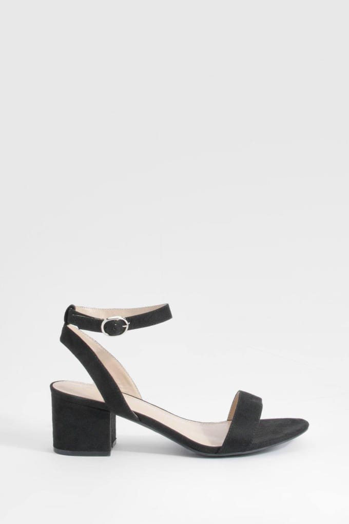 boohoo Dames Brede Pasvorm, Lage Block, Nagenoeg Onzichtbare Hakken | Black | Maat: 4