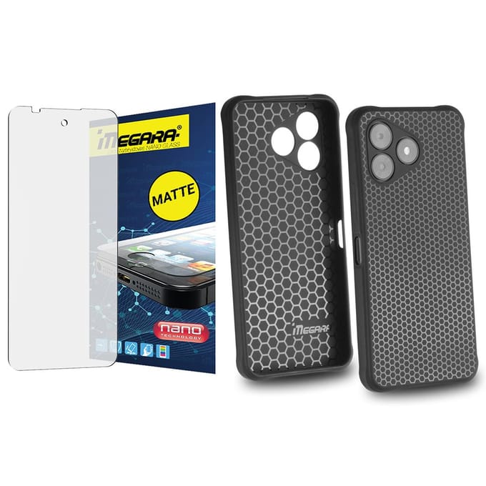 Mat Hybride Glas voor Hammer Blade VA 5G - 6,56  + Zwart TPU Hoesje