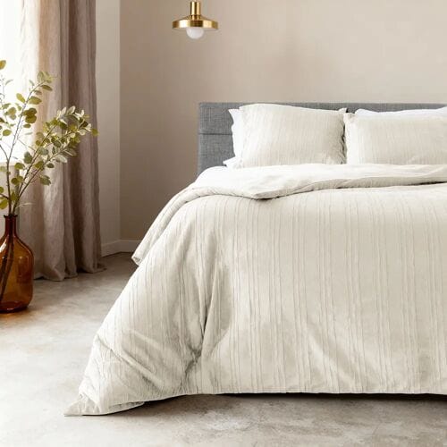Sleeptime Dekbedovertrek Velvet Lining Beige - Eenpersoons 140 x 200/220 cm + 1 kussensloop