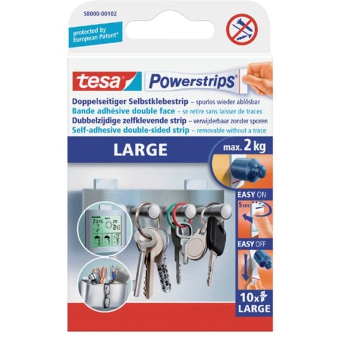 Kleefstrips tesa Powerstrips® LARGE dubbelzijdig 2kg 10 stuks