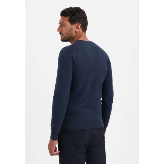 No Excess Pullover Crewneck Jacquard Solid Night Size: M | Sweaters Outlet | Heren | Blauw