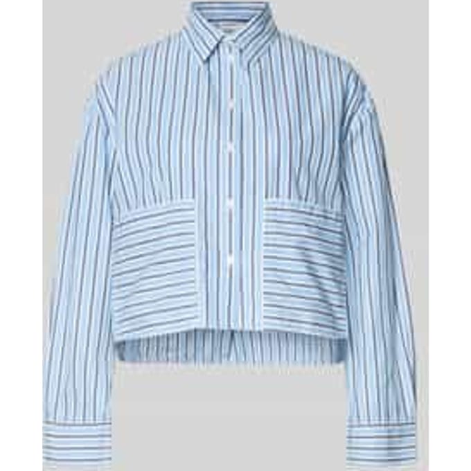 Gestreepte casual blouse van katoen popeline met borduursel dames s.Oliver