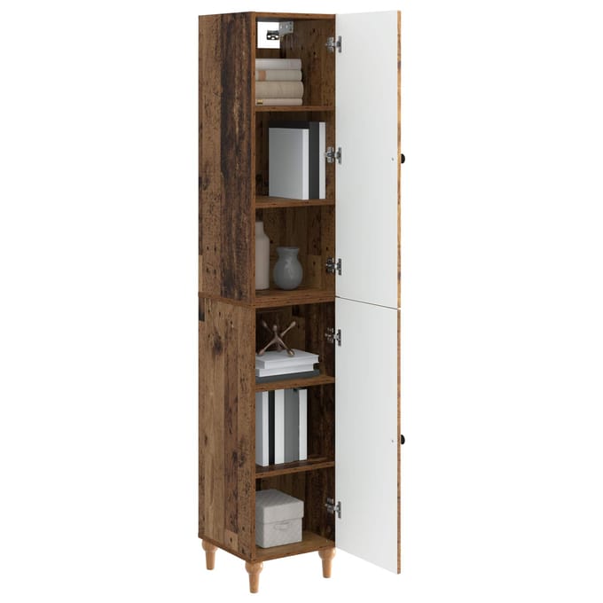 vidaXL - Kast - Set - 2 - st - Oud - hout - Bewerkt - hout