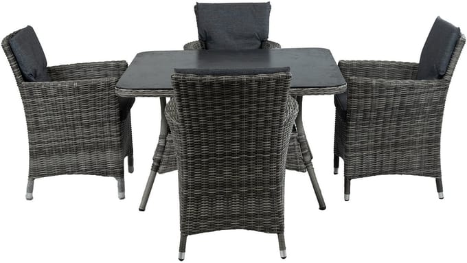 5-delige tuinset | 4 Verone tuinstoelen Ash Grey | Tuintafel Dublin 115x115cm Ash Grey