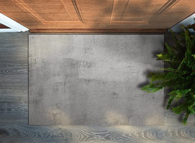 Coloray Deurmat voor binnen - Grijs Antislip Onderkant Deurmat - Concreet Schoonloopmat - Deurmat Aan Huis - Grote Deurmat - 90x60 cm