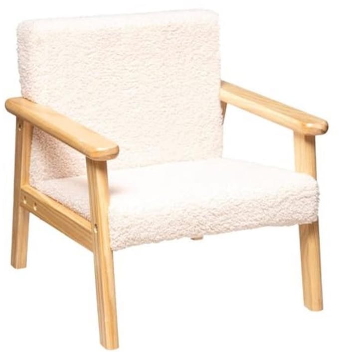 Kinderfauteuil voor Kinderen - Natuurlijke Kleuren en Hout