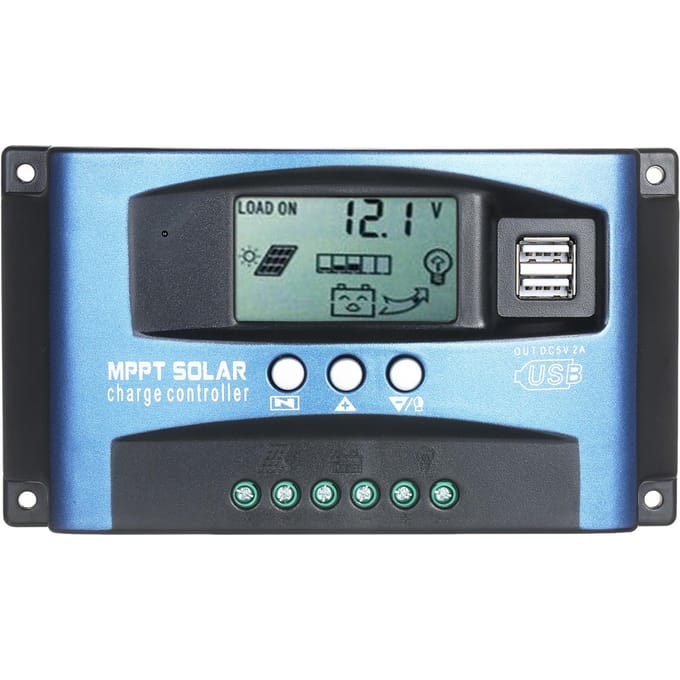 MPPT Solar-laadregelaar Dubbele USB-zonnecontroller Slim LCD-scherm MPPT-tracking 5V/2A Dual 30A gray
