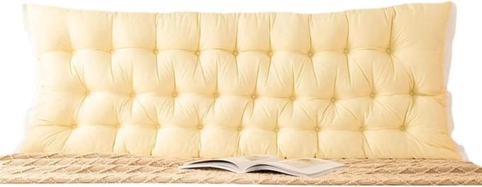 Hoofdkussen - Leessteun Bed - Comfortabel Lezen - Gewatteerd Ontwerp - 130 x 50 cm - Geel