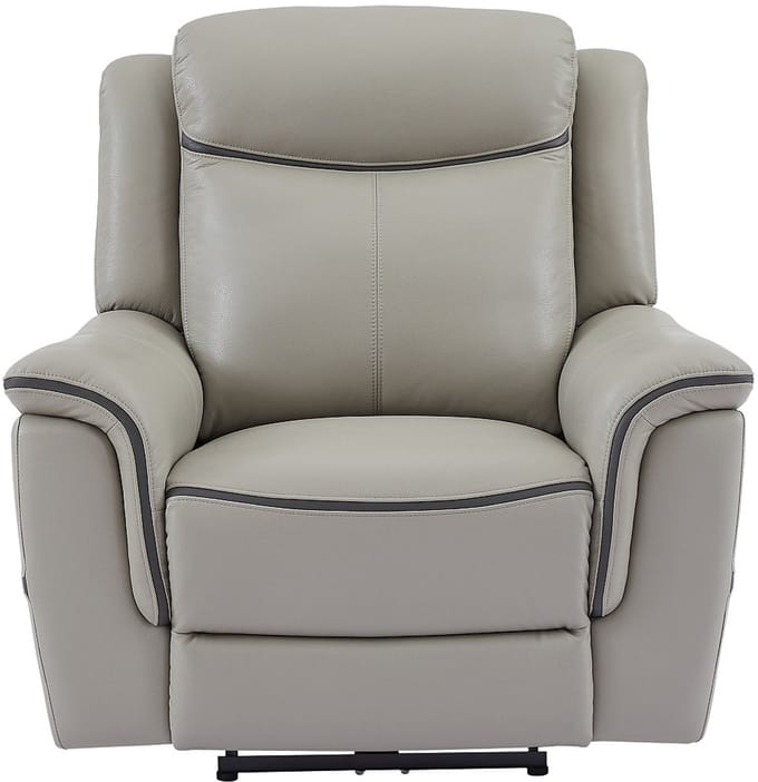 Vente-unique Elektrische fauteuil van lichtgrijs leer ADELIO