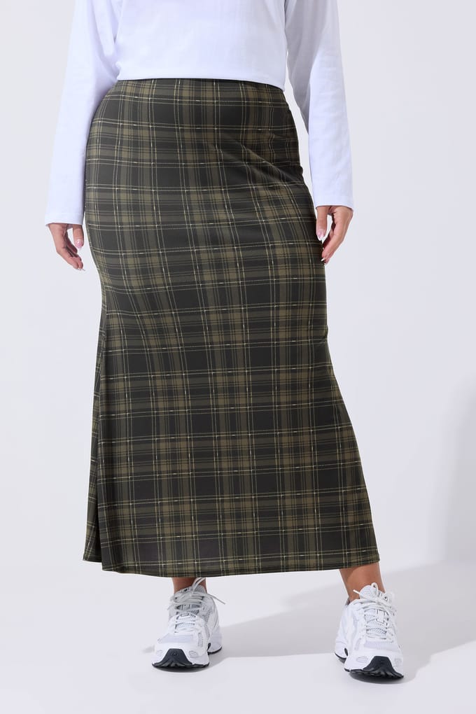 Limited Collection Kakigroene Geruite Rok Size 44