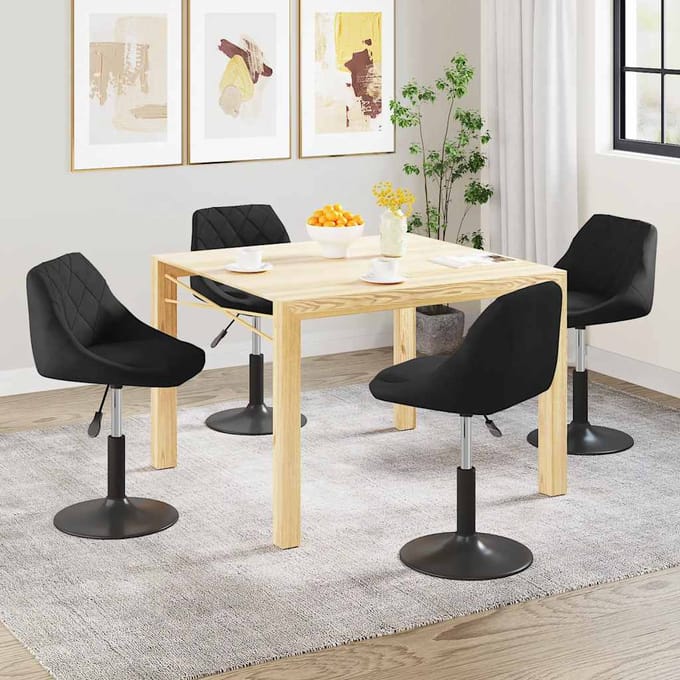 vidaXL - Eetkamerstoelen - draaibaar - 4 - st - fluweel - zwart
