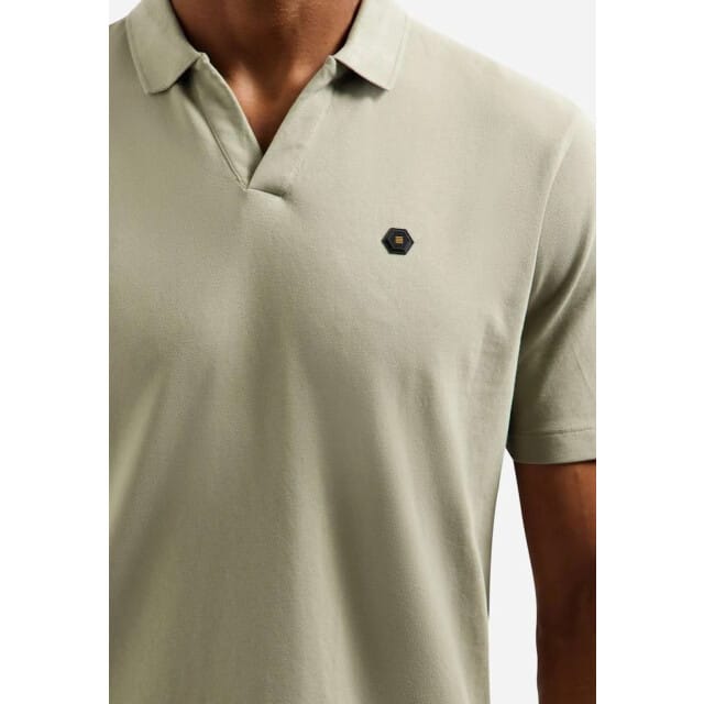 No Excess Polo short sleeve v-collar basic taupe