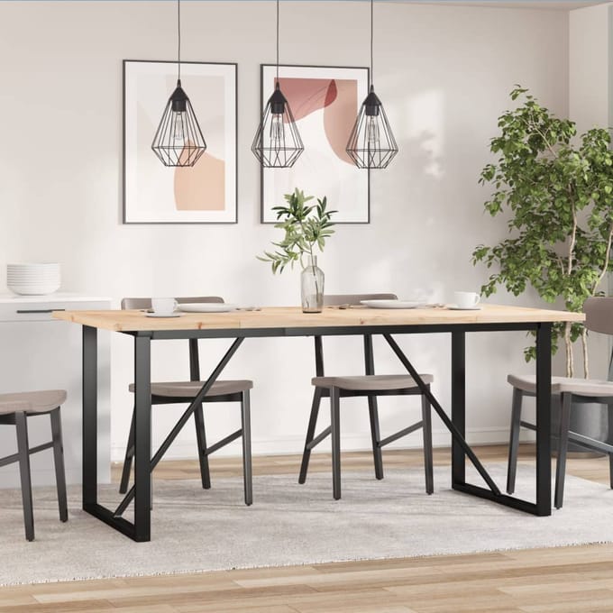vidaXL - Eettafel - O-frame - 180x90x75,5 - cm - massief - grenenhout - en - staal