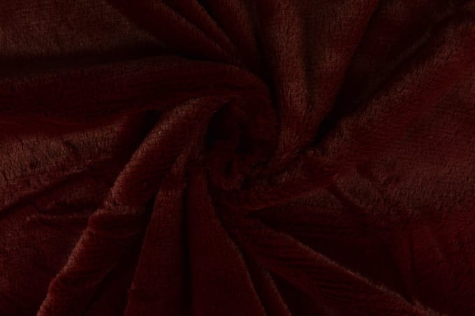 10 meter zachte bont stof - Bordeaux rood - Pluche stoffen - 155cm breed