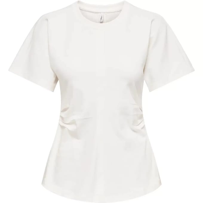 Only ecru dames t-shirt   Ronde hals   Regular fit   Duurzaam   Korte mouw Ecru M