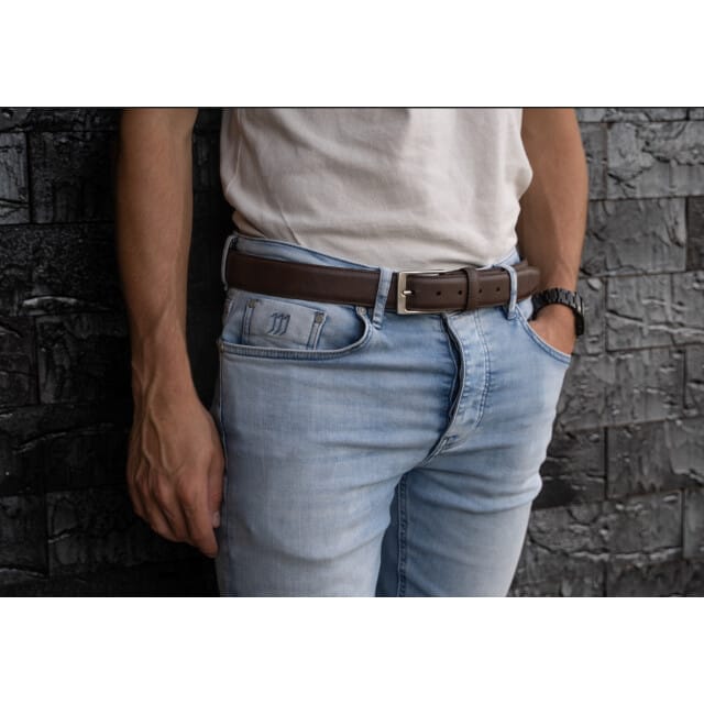 Zenino - Lederen riem - Carson - Donkerbruin - 95cm
