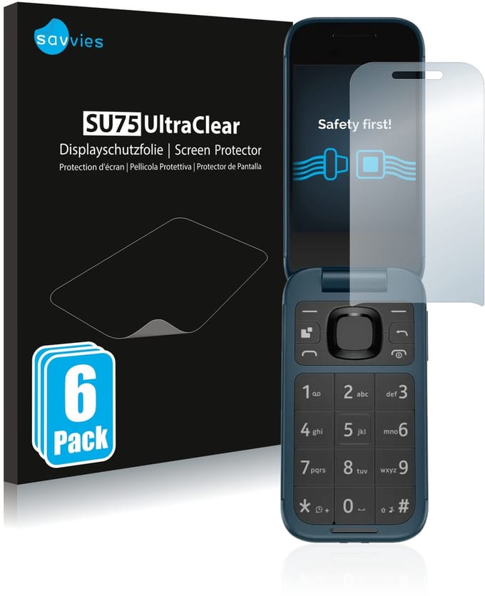 Savvies - Screenprotector voor Nokia 2660 Flip - Folie Beschermfolie transparant 6 Stuks