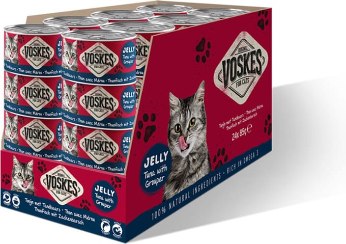 24x Voskes Kattenvoer Nat Tonijn met Tandbaars 85 gr