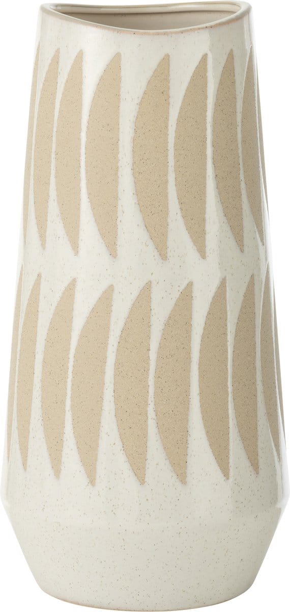 J-Line vaas Kai - keramiek - beige/wit - large - 40 cm hoog