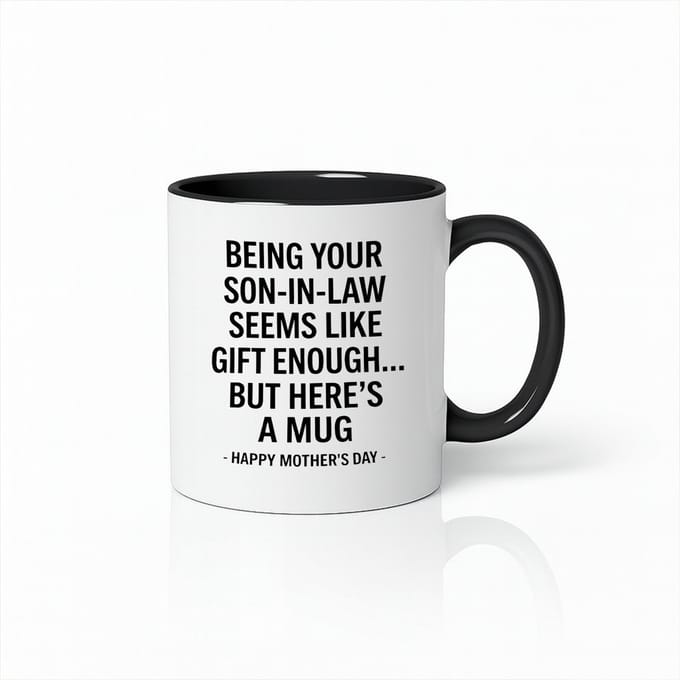 Moederdag Cadeau Mok - Grappige Tekst Schoonzoon - Zwart/Wit Koffiemok - 330ml