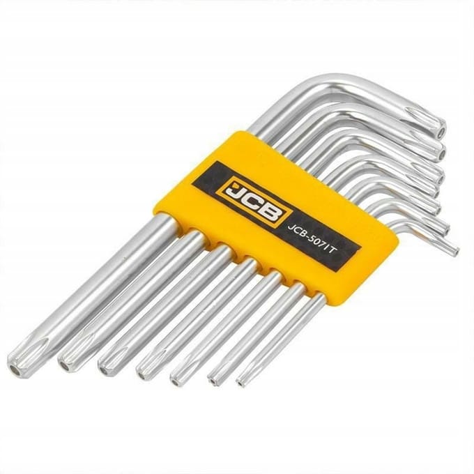 JCB TORX Sleutelset - L-vormig - 7-delig - Cr-V - Beveiligde Schroeven
