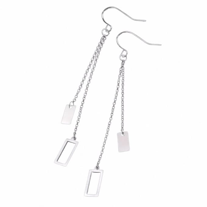 Lange oorbellen- RVS - rechthoek-Charme Bijoux