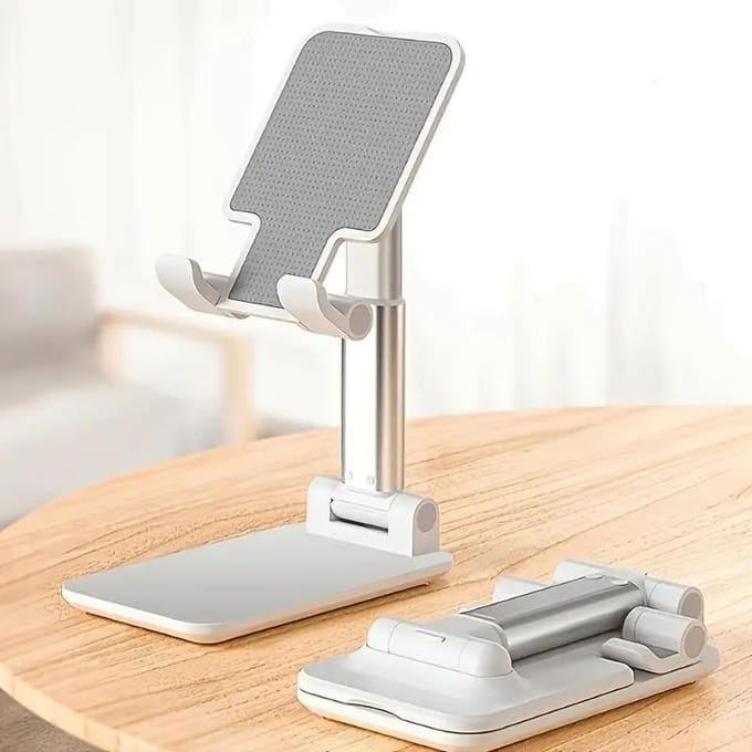 Support de bureau pour téléphone portable pour iPhone iPad Xiaomi Support de tablette de bureau réglable Support de table universel pour téléphone portable blanc