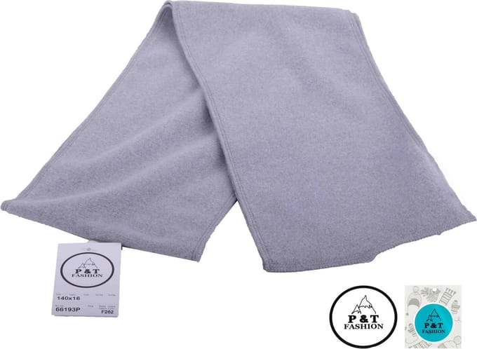 P&T Kinder Sjaal - Micro Fleece - Licht Grijs - 140 x 16 cm