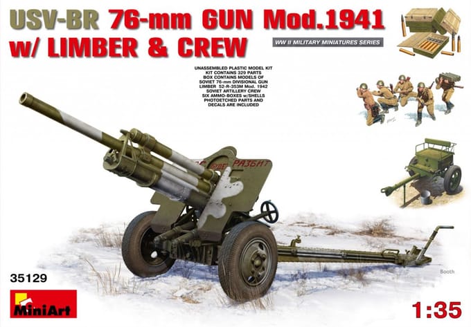 MiniArt Modelbouwpakket Militaire voertuigen - 35129 USV-BR 76mm Gun Mod.1941 w/Limber - Crew Plastic - 1:35 - Modelbouw