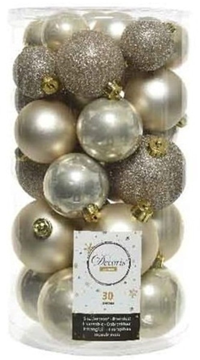 Decoris kerstballen - 90x st - champagne - 4-5-6 cm - kunststof - kerstversiering