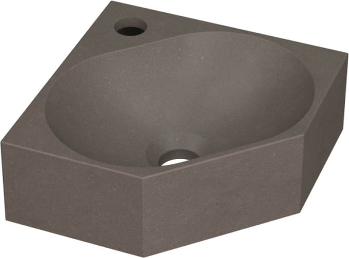 INK® Matrix quartz hoekfontein met kraangat, quartz beton