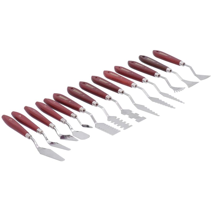 Ensemble de 14 couteaux à palette de peinture de formes spéciales, outils de grattoir pour peinture à l'huile, couteau d'artiste white
