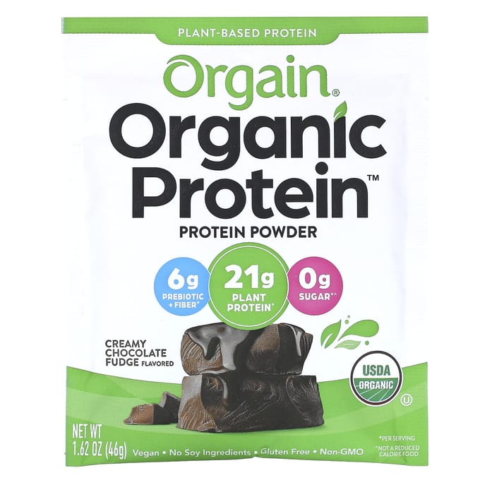 Orgain, Poudre de Protéines Bio, Fudge au Chocolat Crémeux, 1,62 oz (46 grammes)