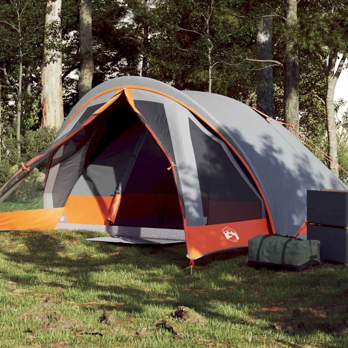 vidaXL - Tent - 4-persoons - waterdicht - grijs - en - oranje
