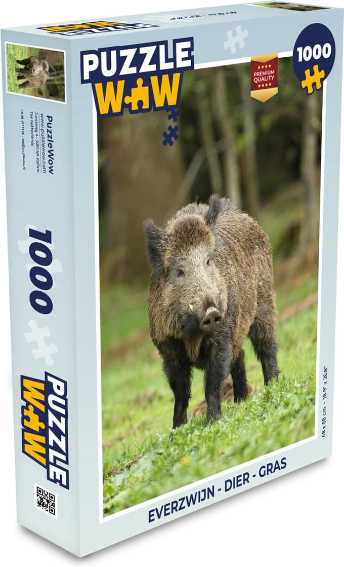 Puzzel Everzwijn - Dier - Gras - Legpuzzel - Puzzel 1000 stukjes volwassenen