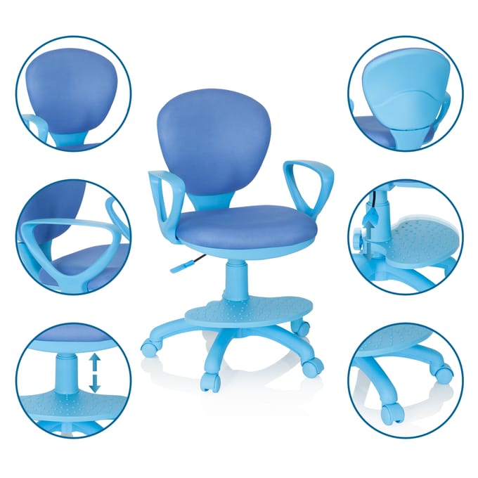 hjh OFFICE KID Colour - Kinder bureaustoel - Blauw - Stof