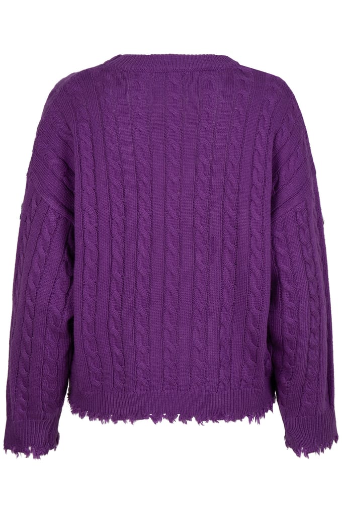 EsQualo Sweater Cables Raw Edge Deep Lavender Größe: S | Pullover Outlet | Damen