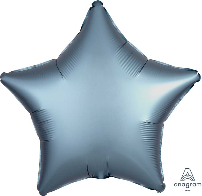 Amscan - Folieballon Satin Luxe Steel Blue Ster, 43 cm