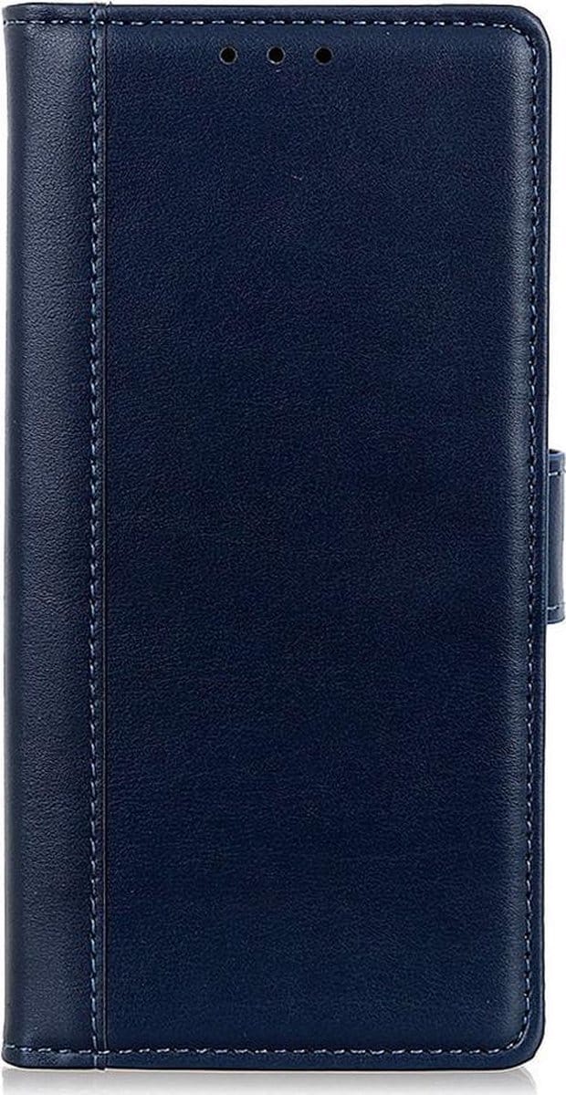 Shop4 - Xiaomi Redmi Note 10 Pro Hoesje - Wallet Case Grain Donker Blauw