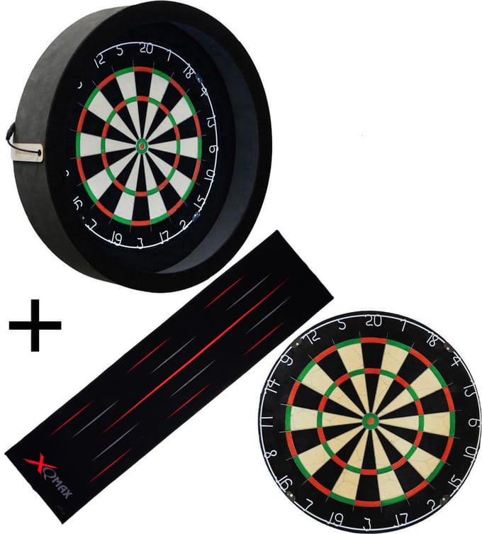 Darts Set - Complete PRO - zwart-antra - Plain - dartmat antraciet - dartbord verlichting - darts - dartbord