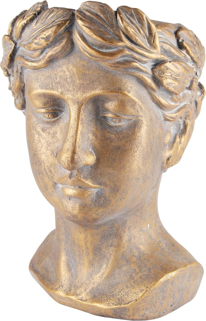 Dekoratief | Bloempot hoofd 'Caesar', grijs, magnesium, 23x22x31cm | A240916