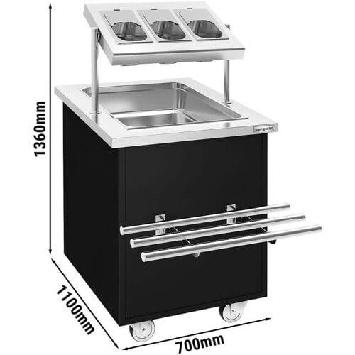 GGM Gastro Besteckausgabeservierwagen DANZIG - 700mm - mit Tablettrutsche - Schwarz