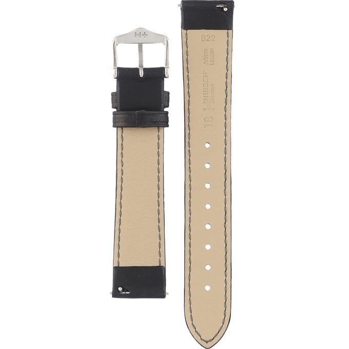 Hirsh Horlogeband -  Merino Zwart - Leer - 18mm