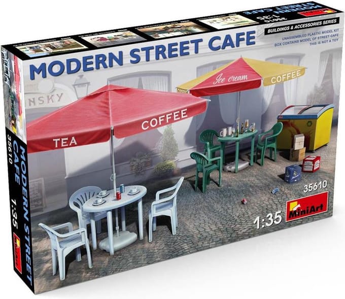MiniArt Modelbouwpakket Militaire voertuigen - 35610 Modern Street Cafe Plastic - 1:35 - Modelbouw