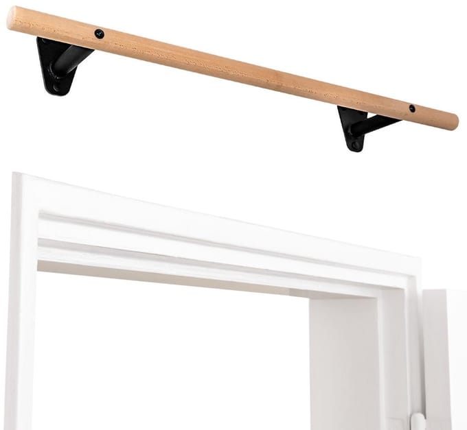 PULLUP & DIP Wood - Houten Pull-up Stang Wandmontage - Premium Beukenhout - 40mm Grip Diameter - Extra Brede Grip (100 cm)