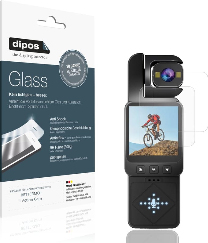 dipos – 2x Matte Pantserfolie geschikt voor BETTERMO 1 Action Cam | 9H Screenprotector