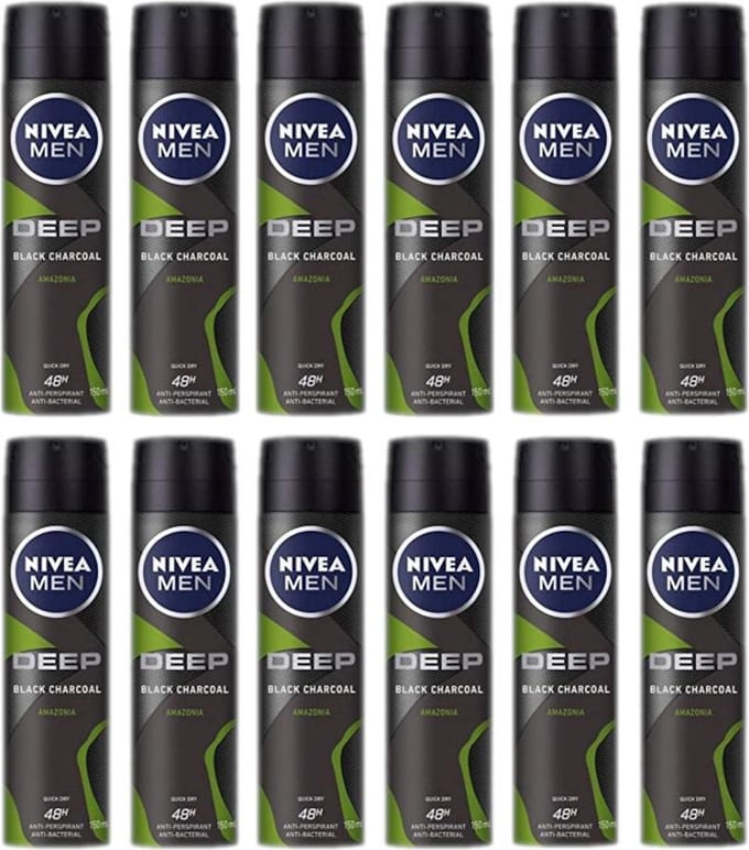 NIVEA MEN Deep Amazonia Deodorant Spray / Anti Transpirant - JUMBOPAK - 12 x 150 ml