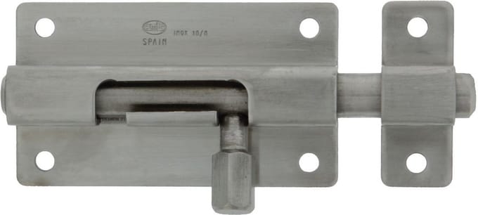 AMIG schuifslot/plaatgrendel - RVS - 10 x 3.7cm - Inox matte afwerking - deur - schutting - hek