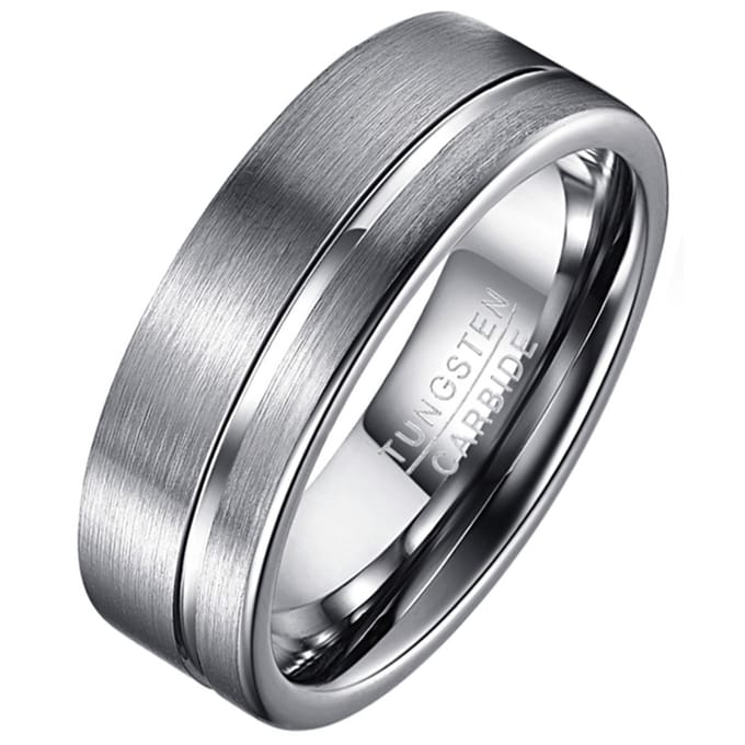Wolfraam heren ring Single Groove 8mm-20mm